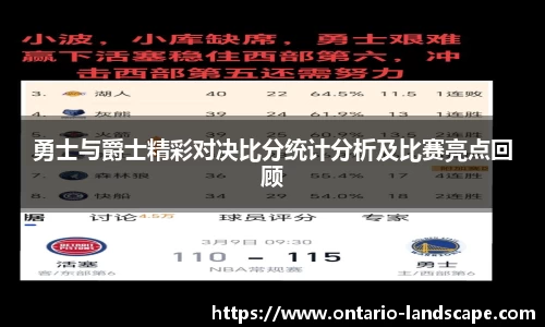 勇士与爵士精彩对决比分统计分析及比赛亮点回顾